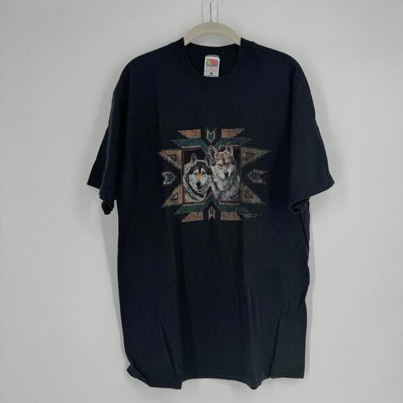 Fruit of the Loom Other - Vintage 90s y2k wolf t-shirt fruit of the loom black short sleeve mountain